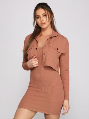 Casually Chic Ribbed Knit Cropped Jacket