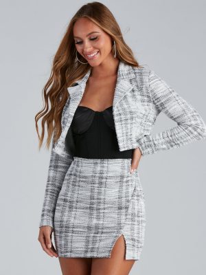 Perfectly Posh Tweed Plaid Blazer
