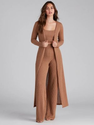 Trendy Textures Long Sleeve Duster