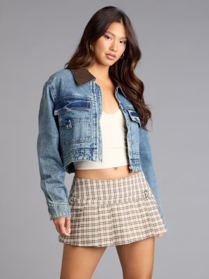 Vintage Edge Corduroy Collar Denim Jacket