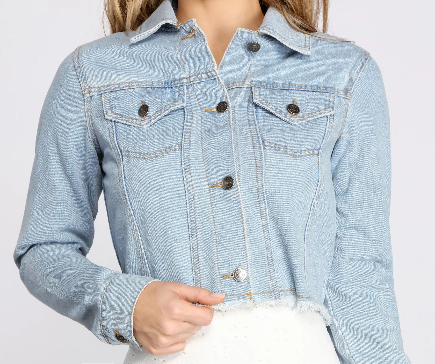 Raw Potential Cropped Denim Jacket - Image 4