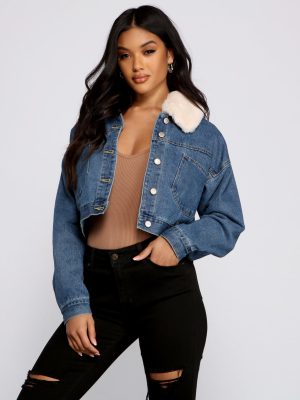 Fab N' Cozy Faux Fur Denim Jacket