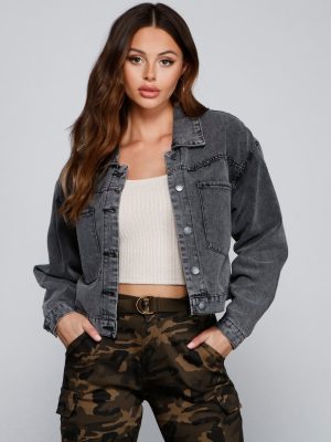 Trendy Moment Oversized Cropped Denim Jacket