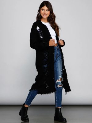 Distressed Deets Longline Denim Jacket