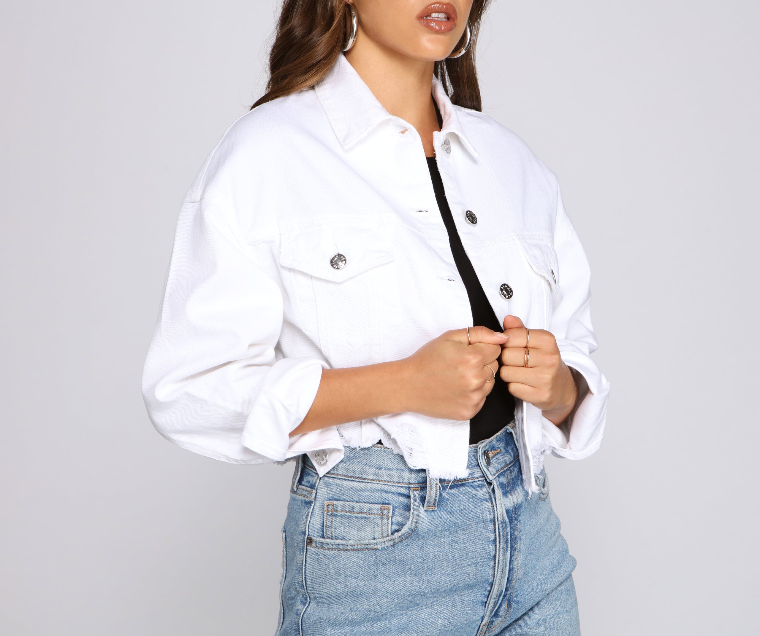 Casual Staple Destructed Denim Jacket - Image 4