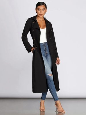 Double Trouble Long Trench Coat