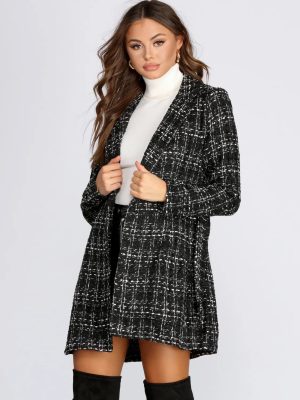 Boucle Belted Blazer Trench