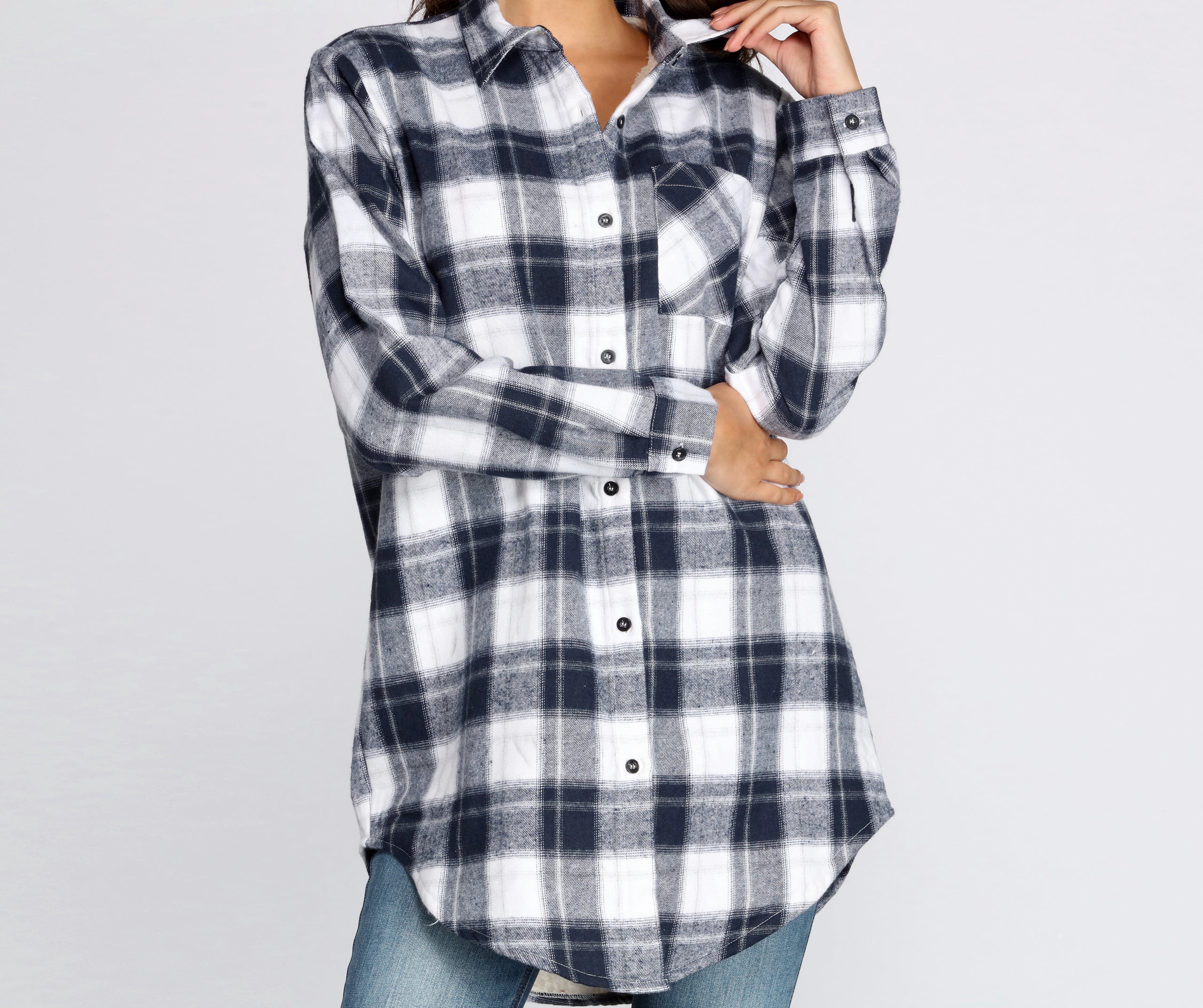 Traditional Sherpa Lined Long Flannel - Image 3