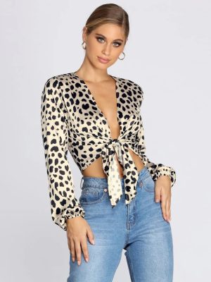 A Leopard Obsession Tie-Front Top