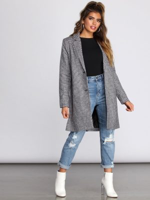 On My Street Style Glen Plaid Coat