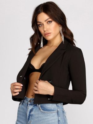 Double Breasted Cropped Blazer