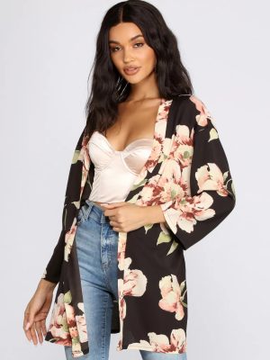 Wildflower Floral Belted Kimono