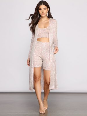 Sassy In Sequins Long Sleeve Duster