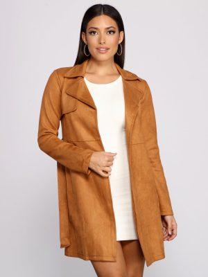 Chic In The City Faux Suede Trench