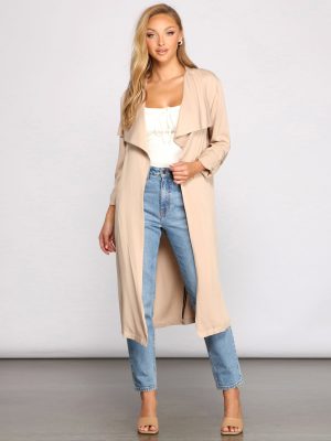 Sophisticated Style Twill Trench Jacket