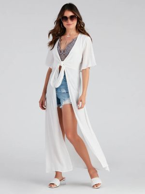 Paseo Sunset Tie Front Kimono Duster