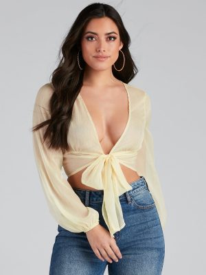 Sheer And Chic Tie Front Top