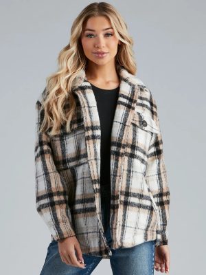 S'more Plaid Faux Fur Woven Shacket