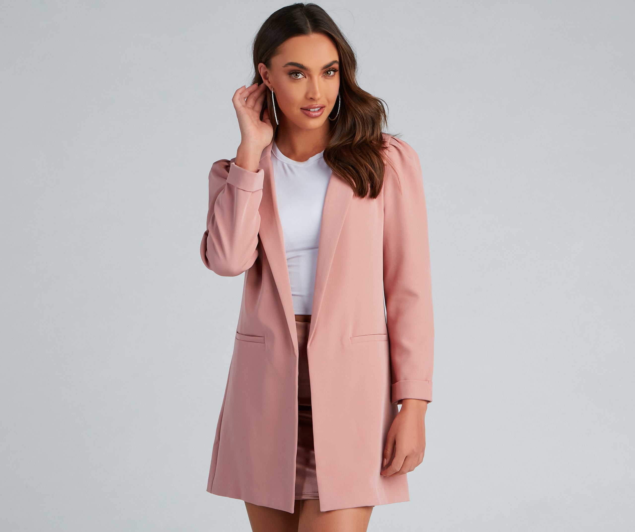 Nine-To-Five Puff Shoulder Long Line Blazer - Image 6