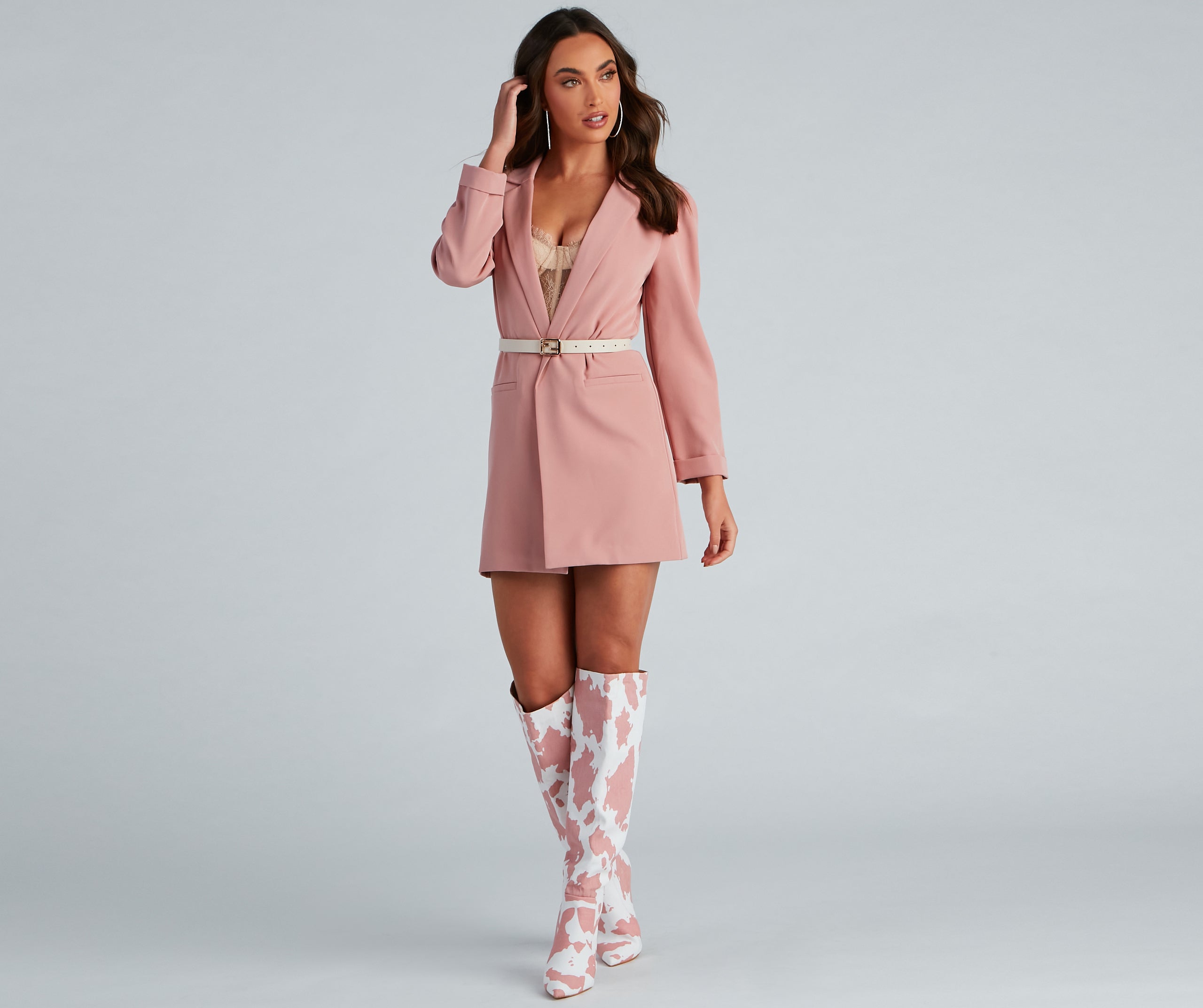 Nine-To-Five Puff Shoulder Long Line Blazer - Image 4