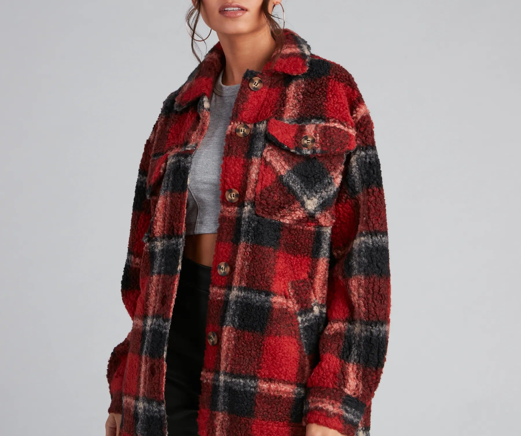 Cozy Layers Plaid Sherpa Shacket - Image 7