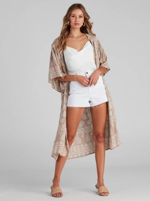 Vacay Mode Printed Kimono