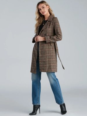 Uptown Plaid Trench Coat