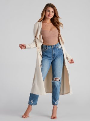 Chic In Satin Belted Trench