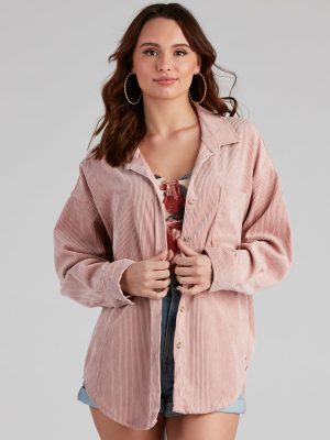 Trendy Oversized Corduroy Shacket