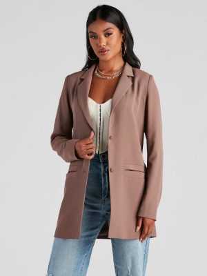 Seriously Chic Woven Long Blazer