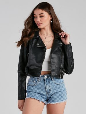 Edgy Chic Belted Moto Jacket