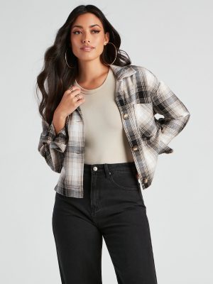 Chill Temps Plaid Crop Shacket
