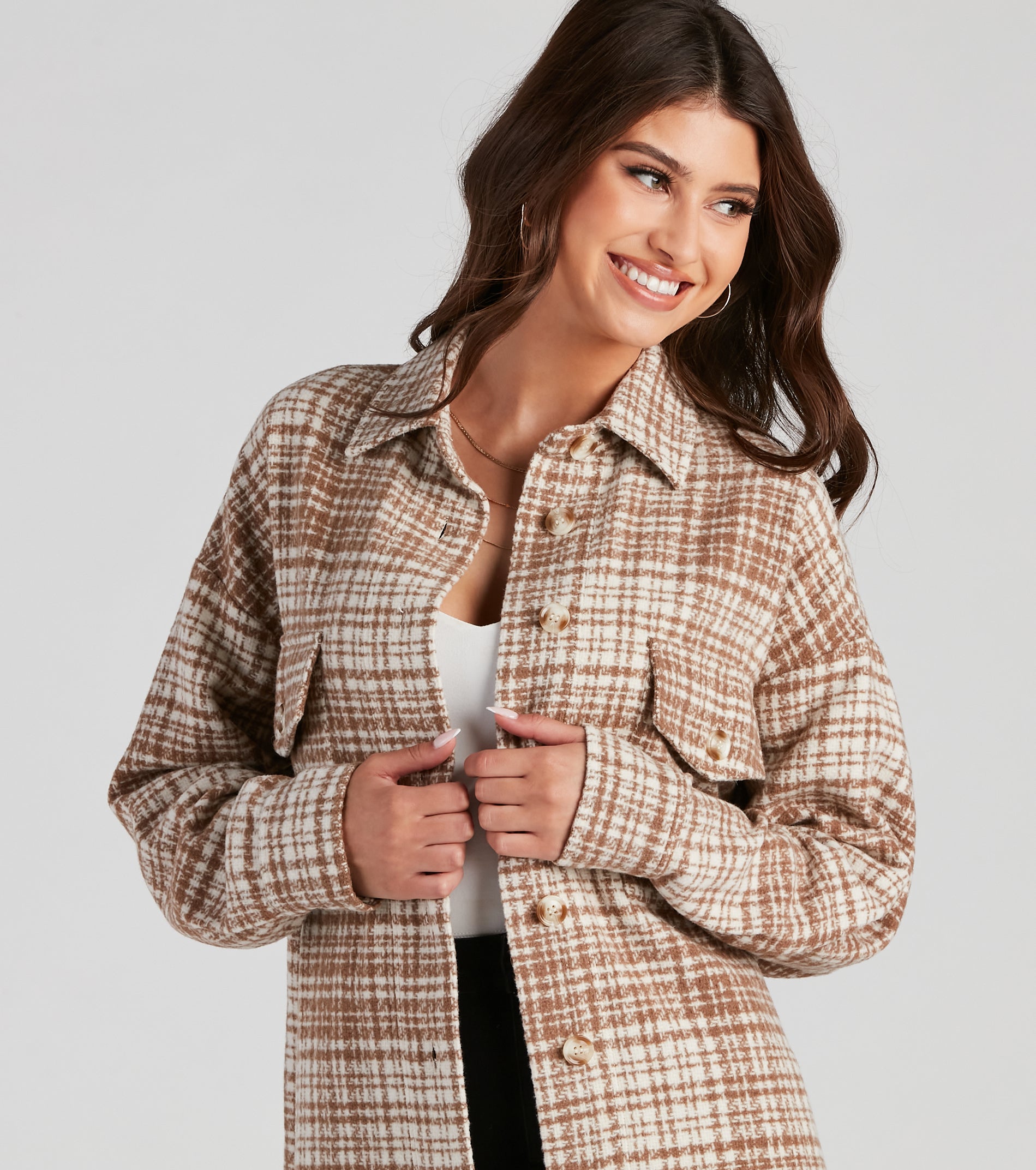Off The Grid Plaid Woven Shacket - Image 4