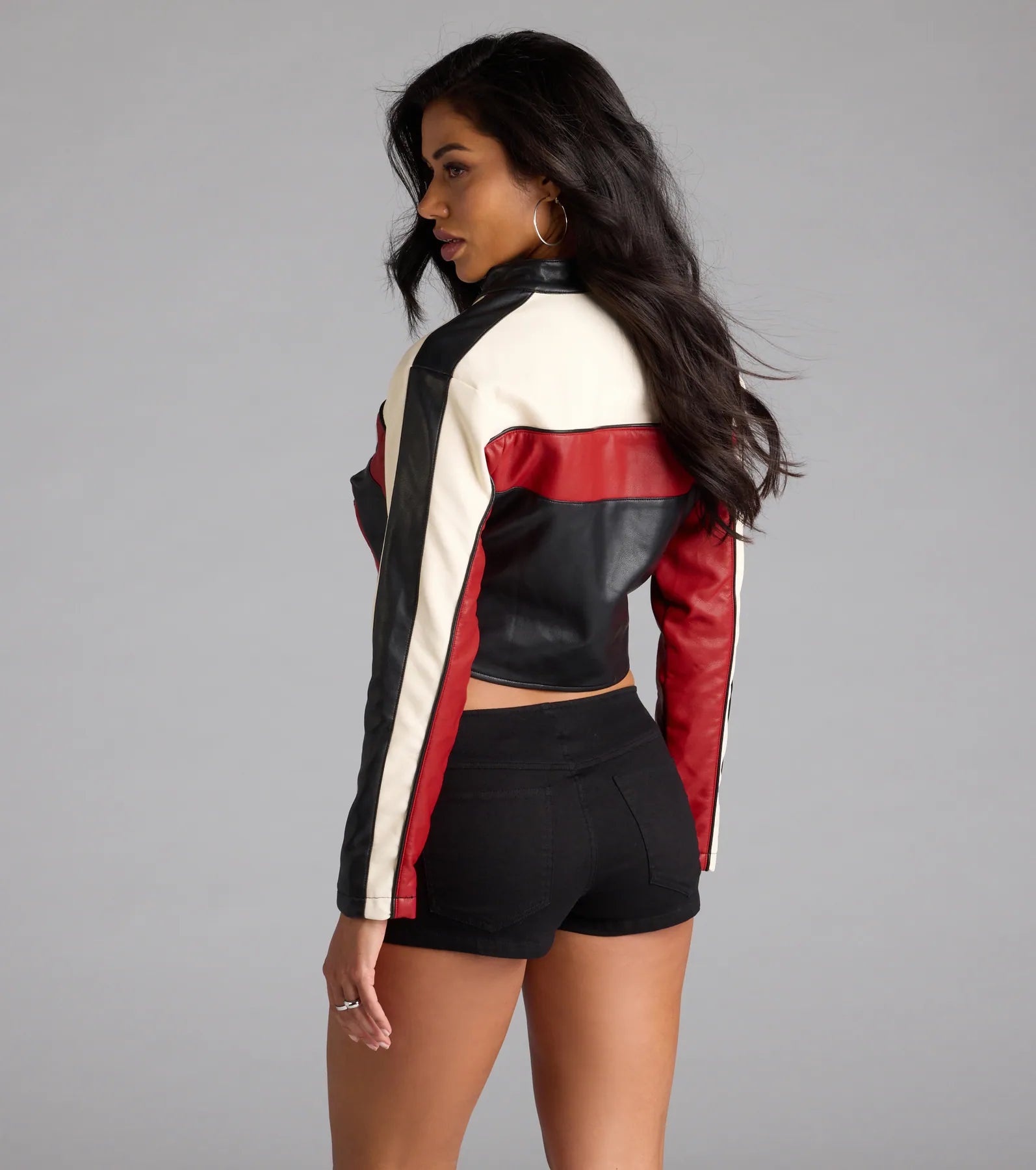 Ride In Style Faux Leather Moto Crop Jacket - Image 7