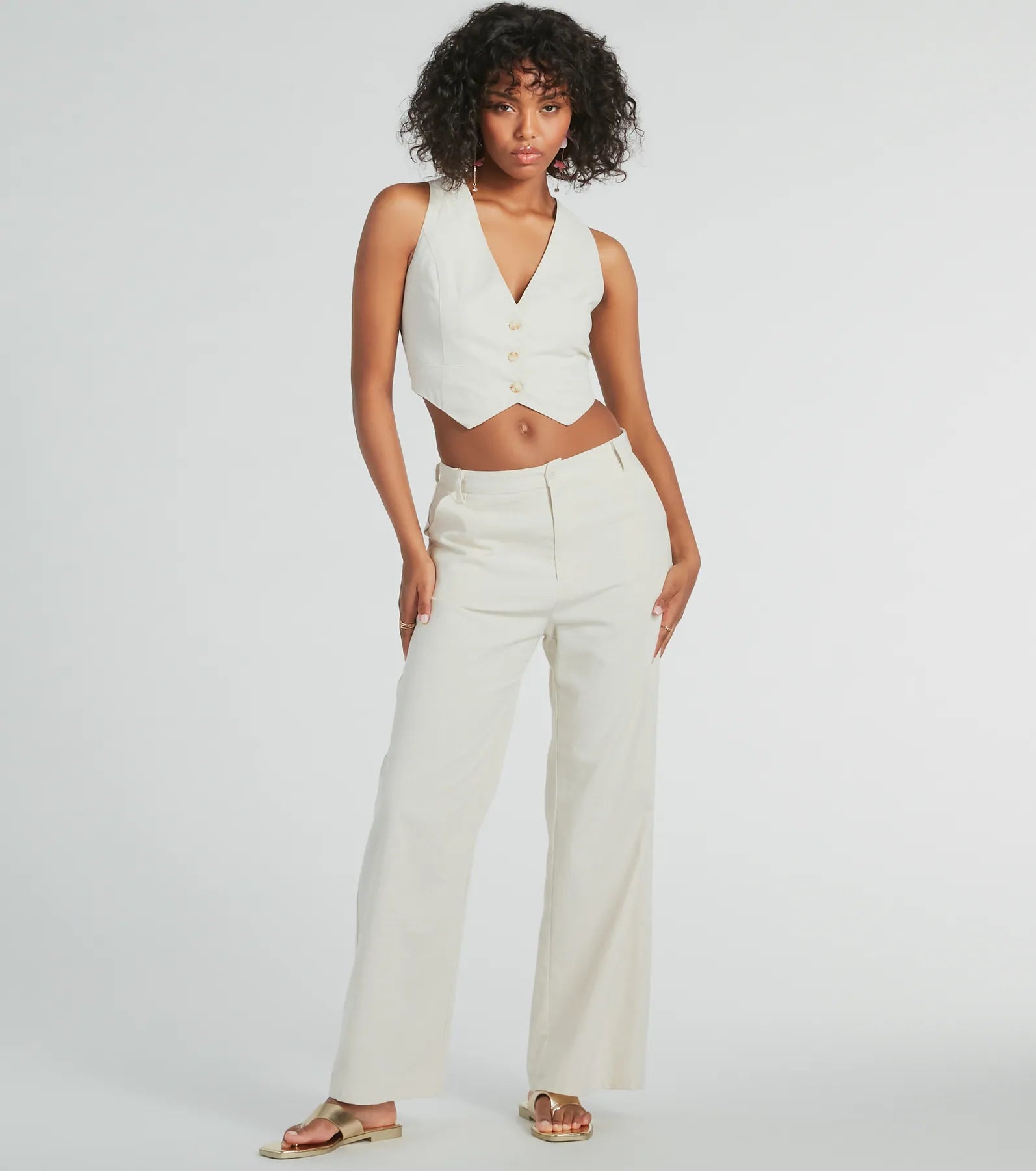 Cutest Babe Button Up Linen Vest - Image 3