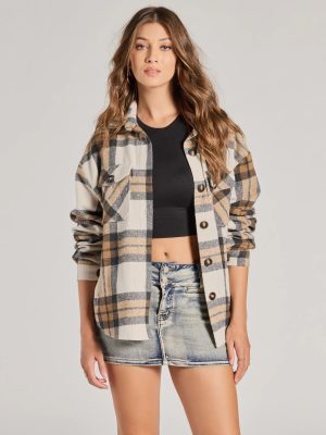 Season Of Plaid Long Sleeve Oversized Shacket