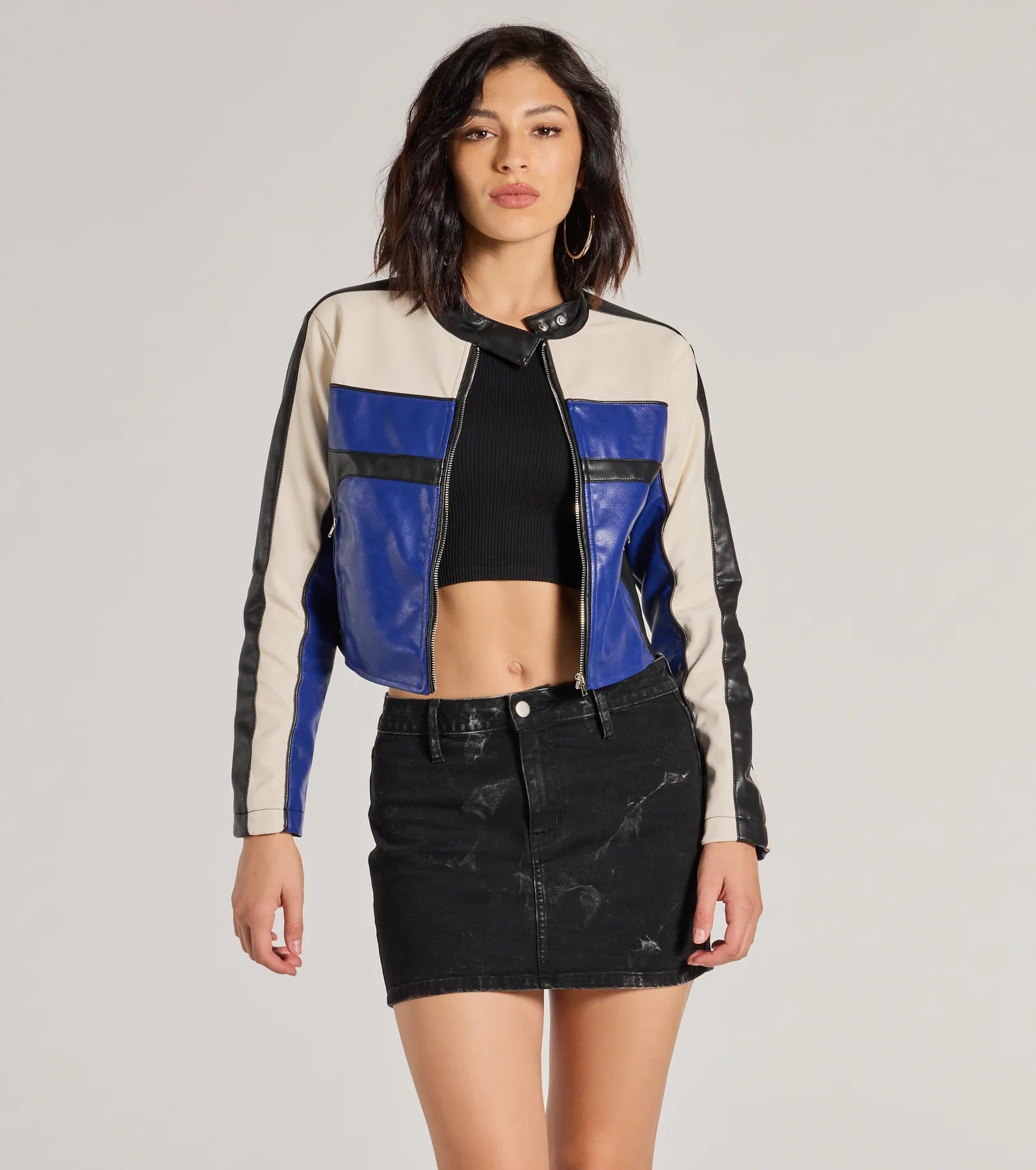 Ride In Style Faux Leather Moto Crop Jacket - Image 2