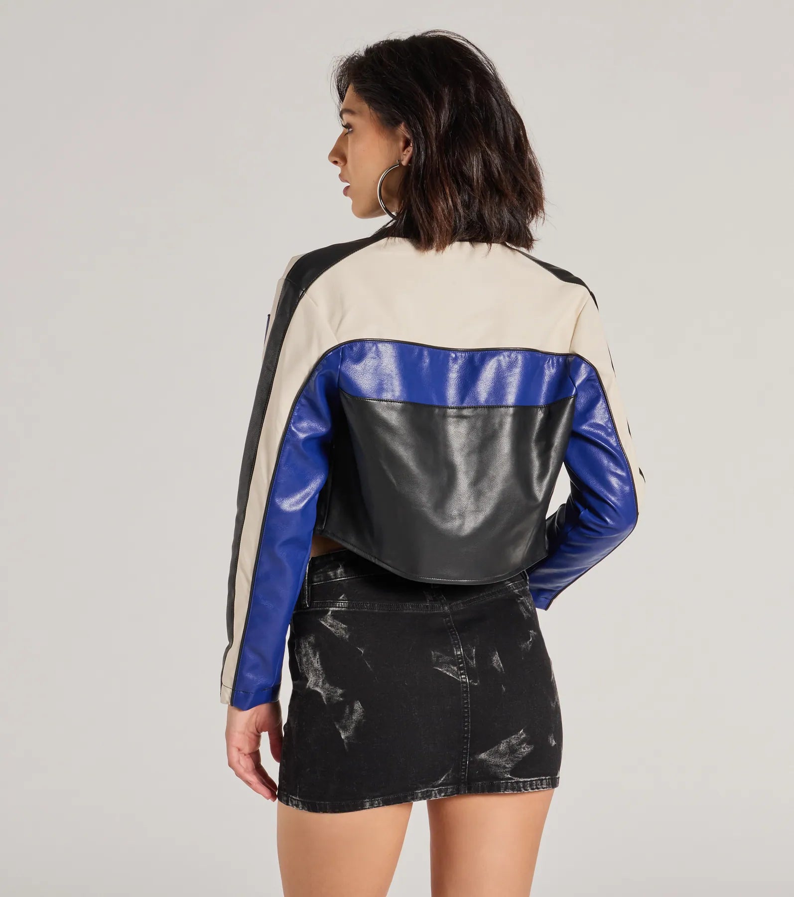 Ride In Style Faux Leather Moto Crop Jacket - Image 3