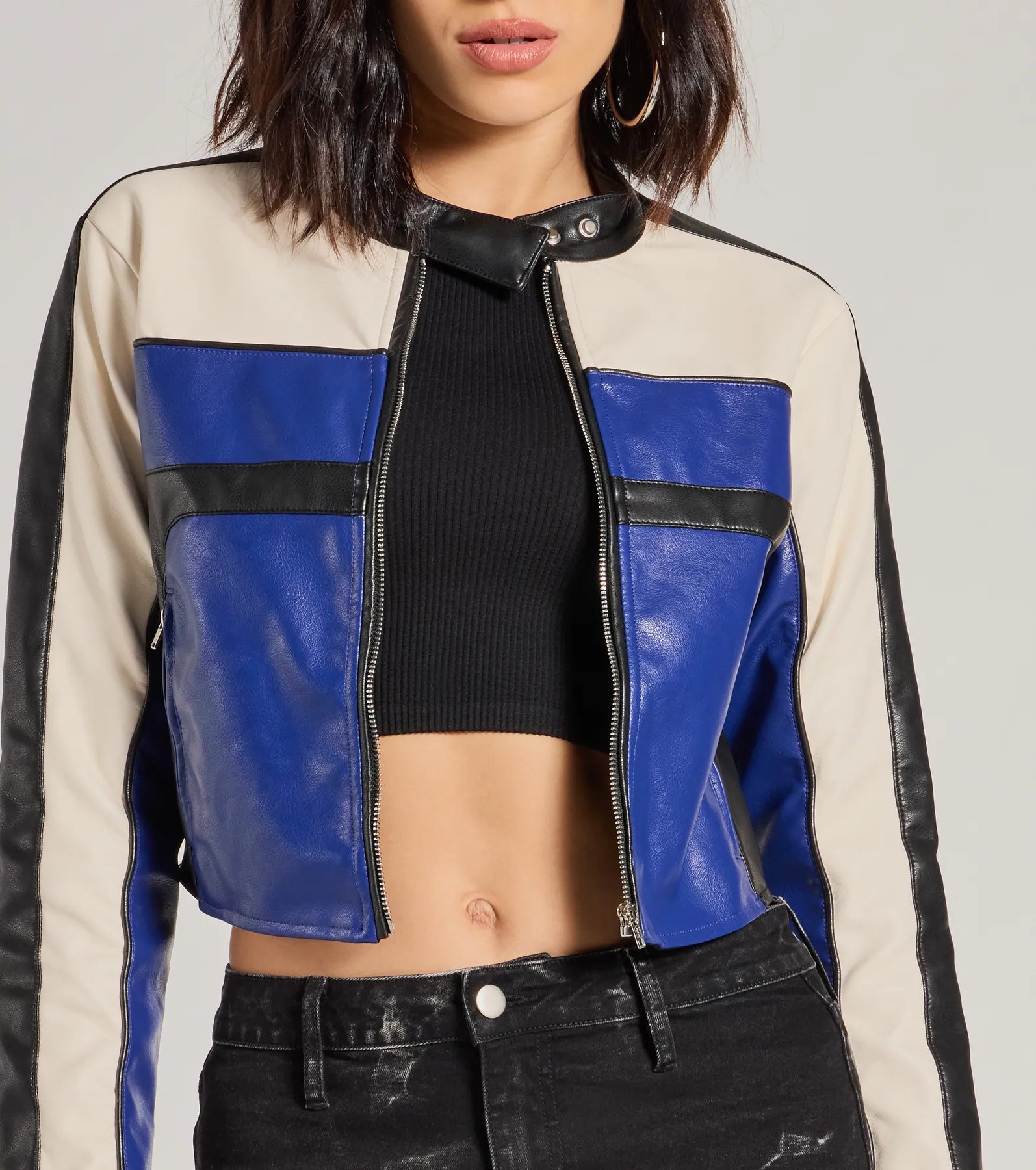 Ride In Style Faux Leather Moto Crop Jacket - Image 5