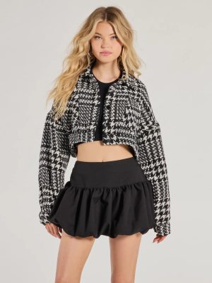 Next Level Chic Houndstooth Woven Cropped Shacket