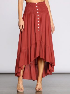 Dreamy Boho Ruffle Hem Maxi Skirt
