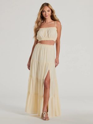 Romance For Two High Rise Slit Maxi Skirt