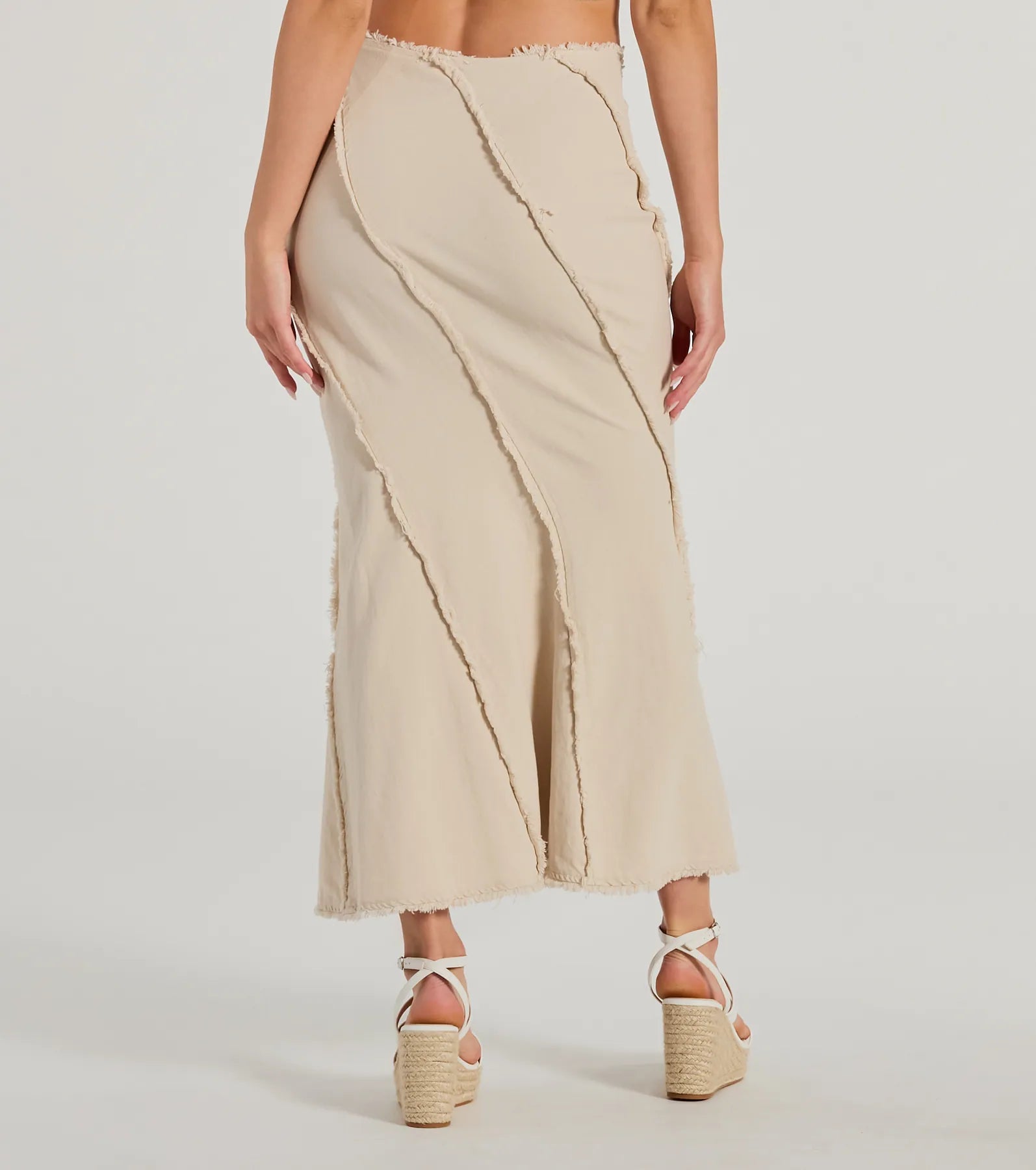 Full Of Trendiness High-Rise Fray A-Line Maxi Skirt - Image 3