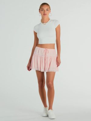 On The Prairie Lace Trim A-Line Mini Skirt