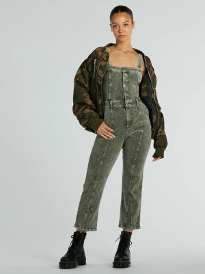 Stylish Edge Acid-Wash Corduroy Jumpsuit