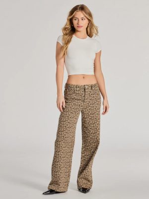 Wildly Chic Mid-Rise Leopard Print Baggy Pants