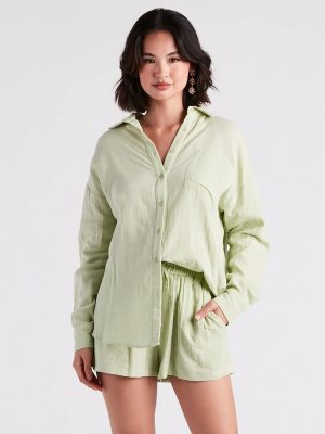 Coastal Cute Linen Top And Shorts Set