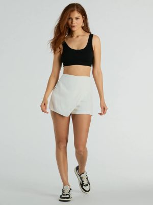 Cute Delight Faux Wrap Linen Skort