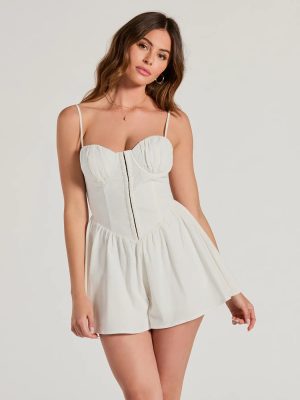 Cutie Season Sweetheart Corset Linen Romper