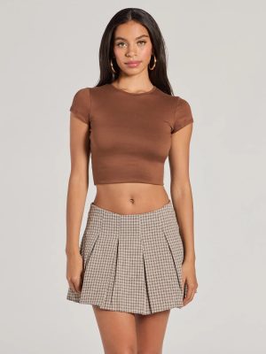 Keep On Charming High-Rise Plaid Linen Skort